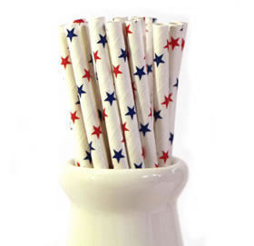 Straws Stars Red and Blue