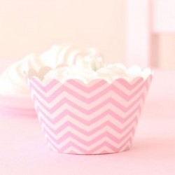 Chevron Pink Cupcake Wrappers