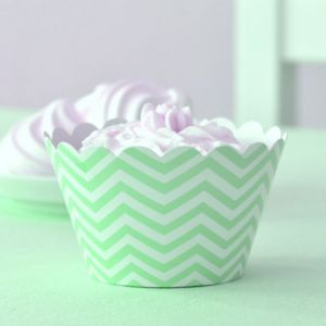 Chevron Green Cupcake Wrappers