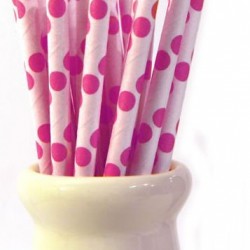Straws Dots Hot Pink