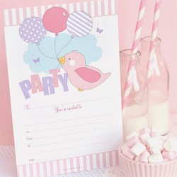 Birdy Pink Invitations & Envelopes