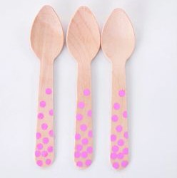 Wooden Spotted Pale Pink Tea Spoons