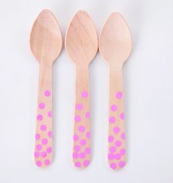 Wooden Spotted Pale Pink Tea Spoons