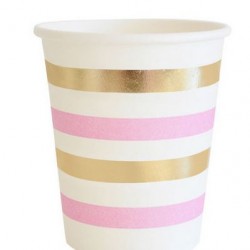 Gold & Pink Stripe Cups