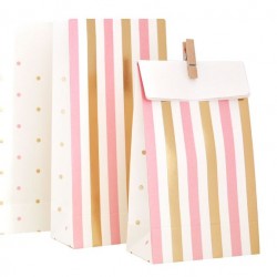 Gold & Pink Stripes/Spots Treat Bags