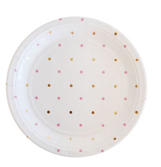 Pink and Gold Spot Dessert Plates