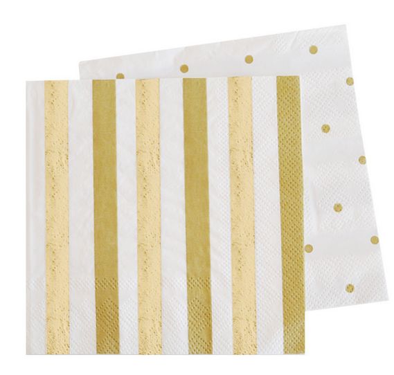 Gold Stripes & Spots Napkins