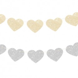 Gold & Silver Glitter Heart Garland