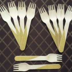 Wooden Stripe Glitter Forks