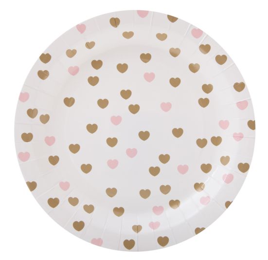 Hearts Gold & Pink Plates