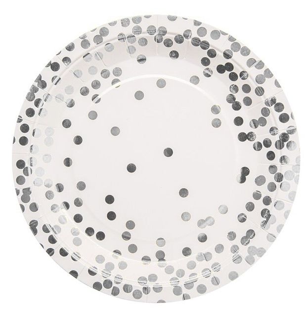 Silver Confetti Plates