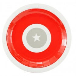 Red Silver Star Paper Plates