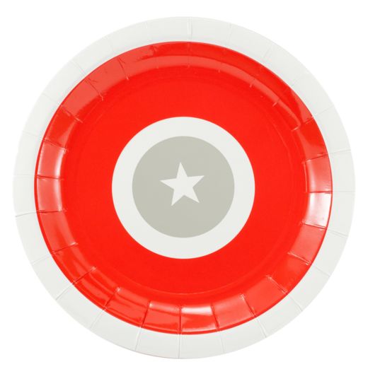 Red Silver Star Paper Plates