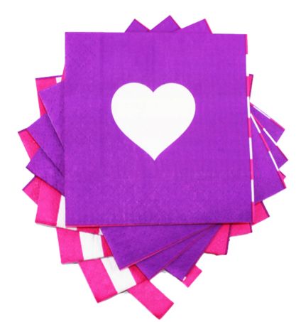 Purple Heart/Pink Stripe Napkins